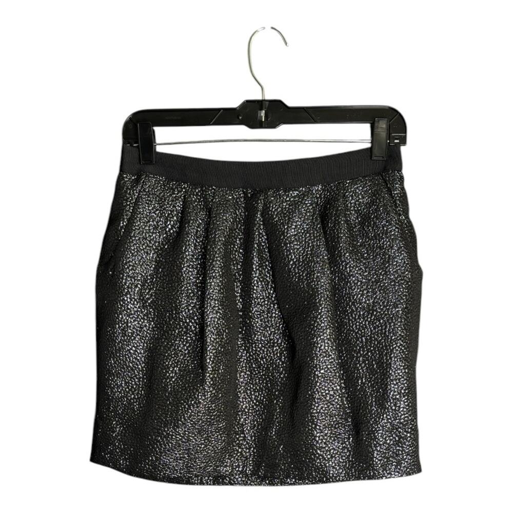 Leifsdottir Gray Sparkly Mini Skirt With Gold Hook & Eye On Back 6